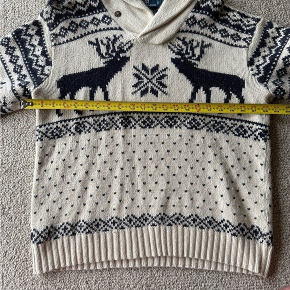 Ralph Lauren Men’s Large Sweater Cream Reindeer Winter Grandpa Cozy Classic - Picture 14 of 14